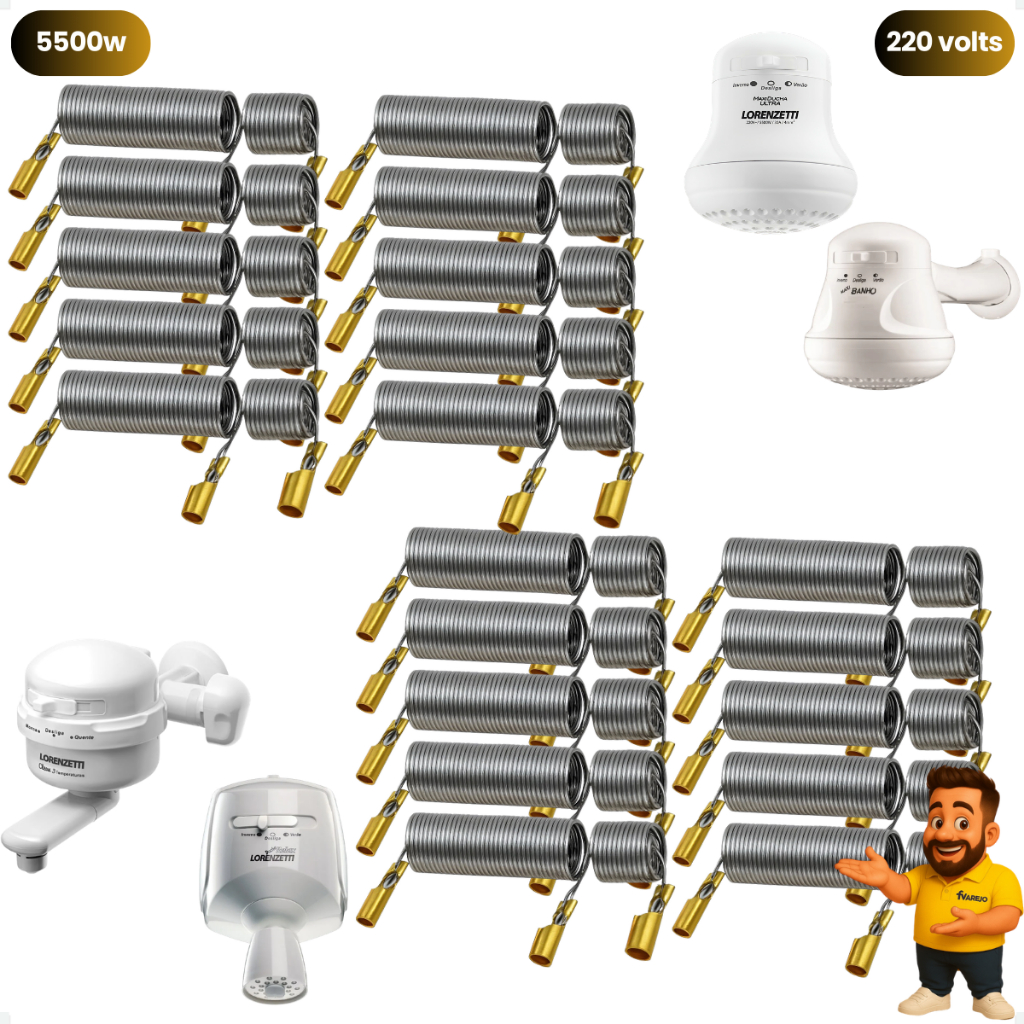 Kit Com 20 Resistência Ducha Maxi Ducha / Maxi Banho / Torneira Versátil 5500w 220v - PMR