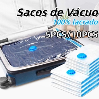 Kit 5/10 Saco a Vacuo + COM ou SEM Bomba Manual Organização de Roupas Mala Viagem Guarda Roupas em Oferta na Shopee