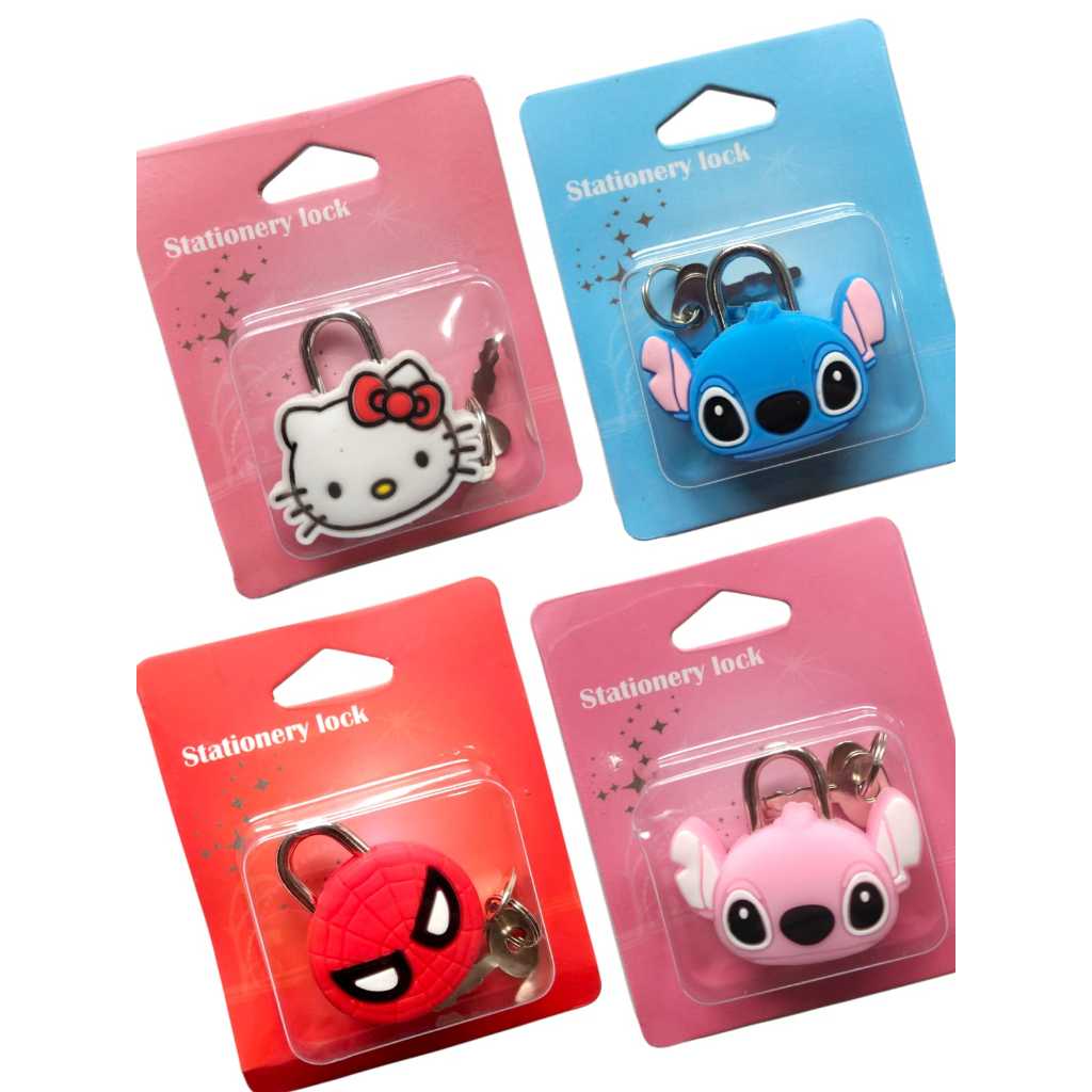 Imagem Cadeado infantil stitch/ hello kitty para mochila mala e diário com chave papelaria fofa material