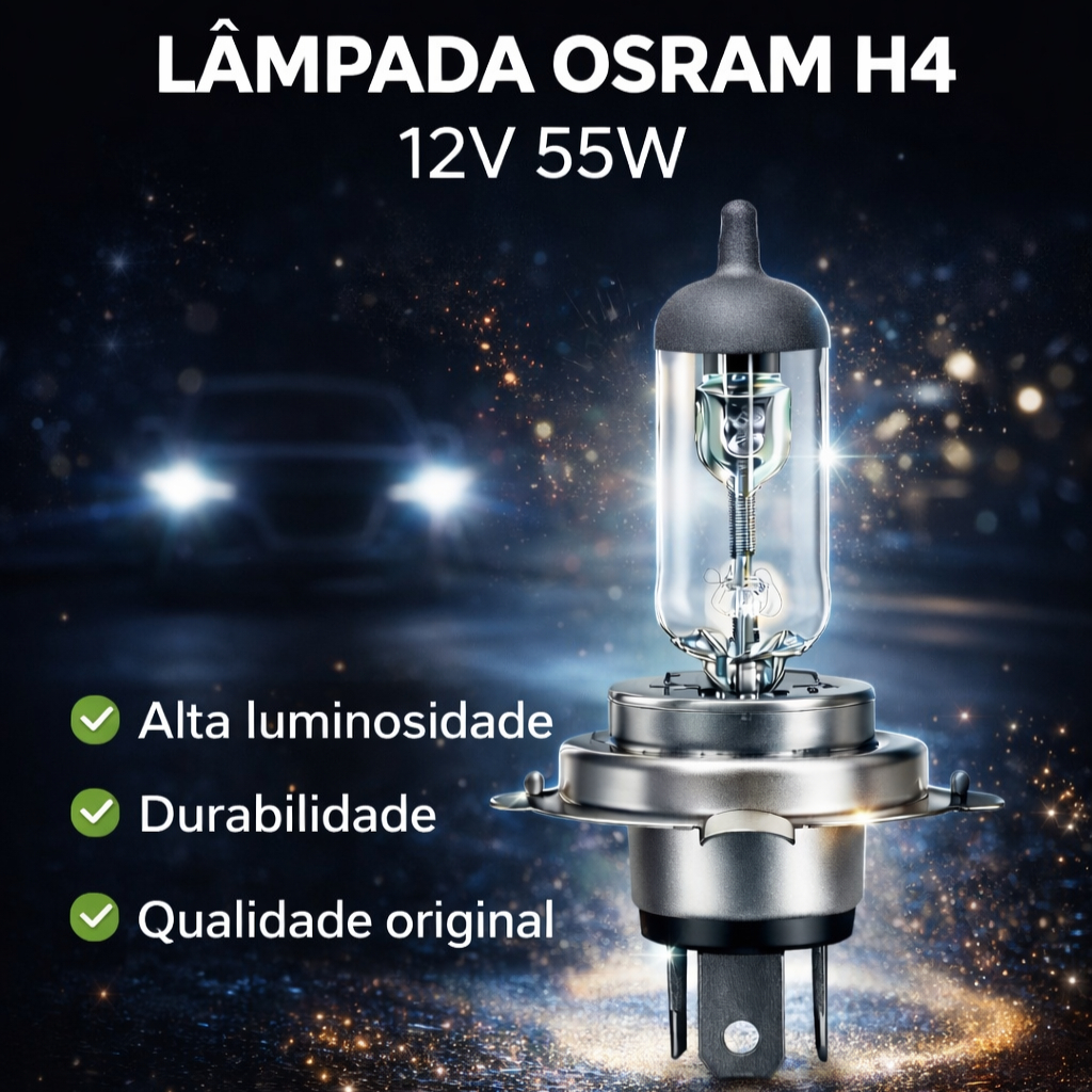 Lâmpada H4 OSRAM Original 12V 55W | Farol Automotivo | Unidade ou Par em Oferta na Shopee