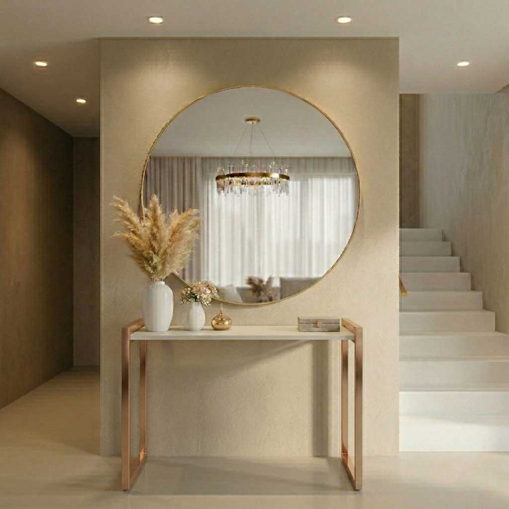 Aparador Estilo Industrial Bella 90x30x90cm – Mesa Buffet Hall Sala com Pé Rose Gold