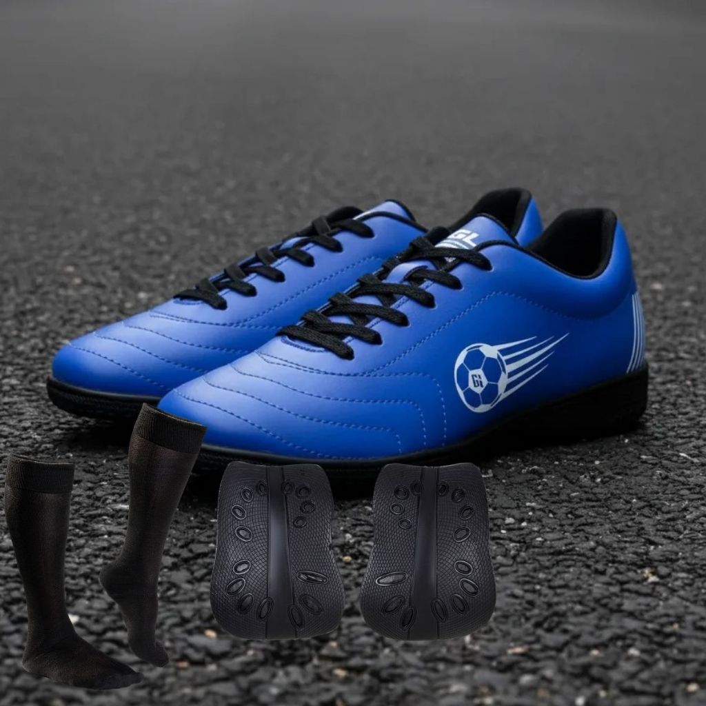 Chuteira Masculina Gl Line Futsal Flexível E Durável + Caneleira Porta Chuteira Treino Jogo