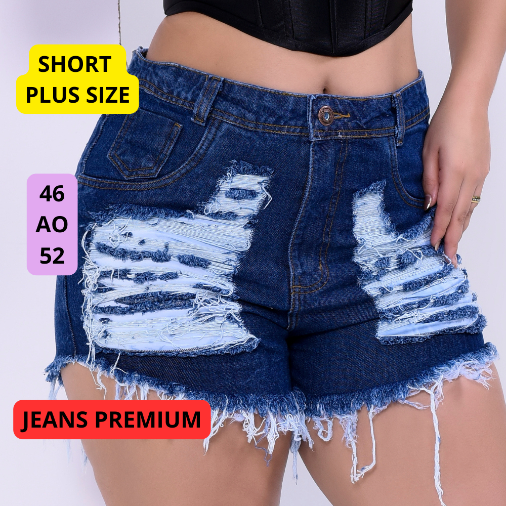 Short Jeans Plus Size Hot Pants Vários Modelos azul Bermuda