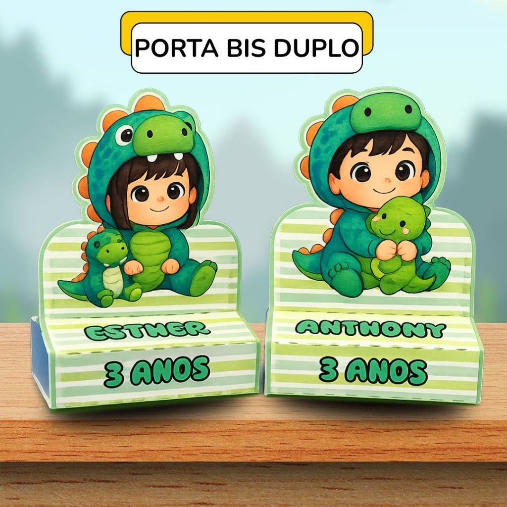 20 Porta Bis Duplo Menino Dino Baby Menina Dino Baby Lembrancinha Festa Aniversario Baby Dino
