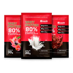 Kit 10 Sachês Whey Protein 80% 30g Sabores Variados Proteína do Soro do Leite 19 Sabores Disponíveis