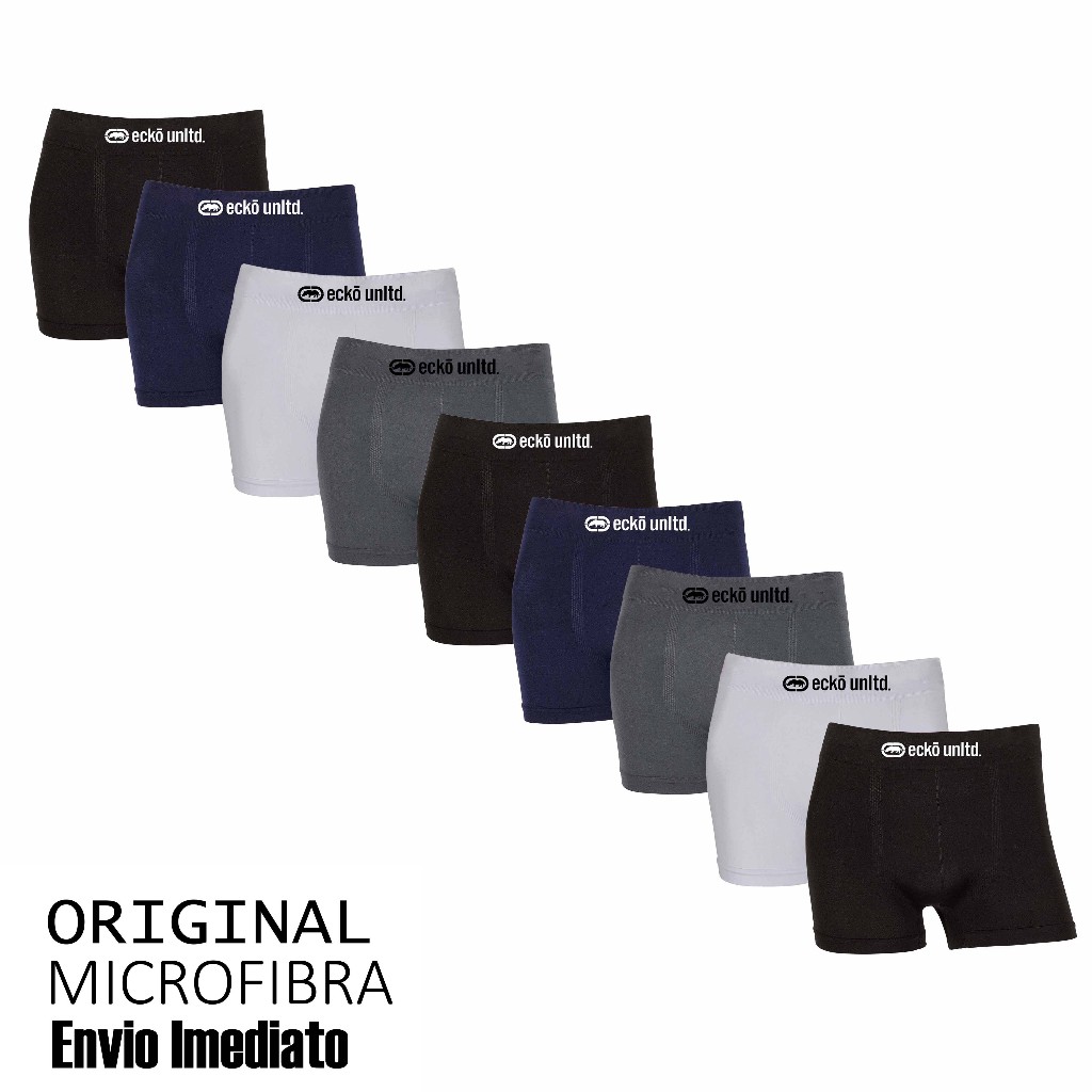 Kit 4 ou 9 cuecas boxer Ecko Original Sem Costura Microfibra