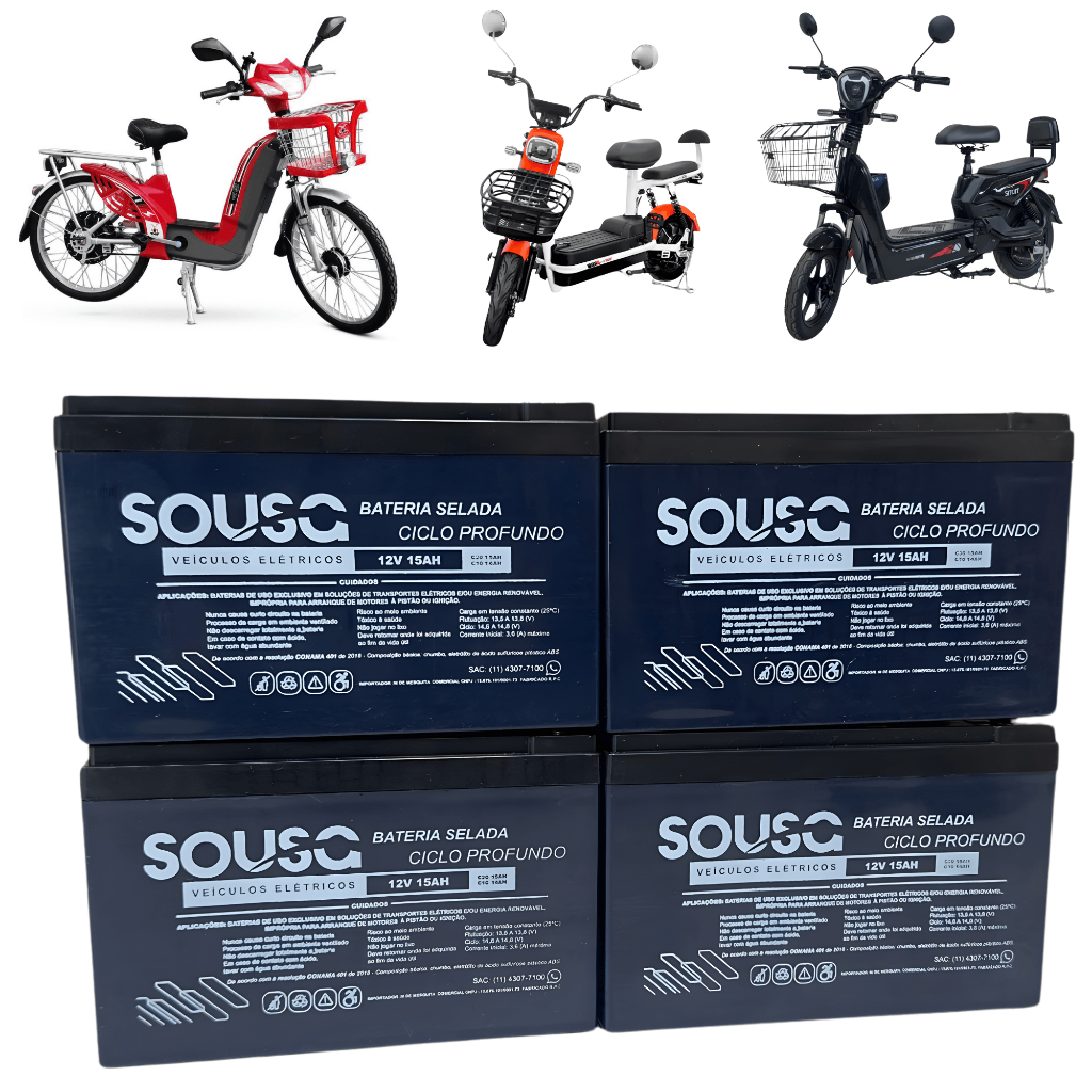 Bateria 12v 15ah - Sousa Ecobikes Bicicleta Elétrica Scooter em Oferta na Shopee