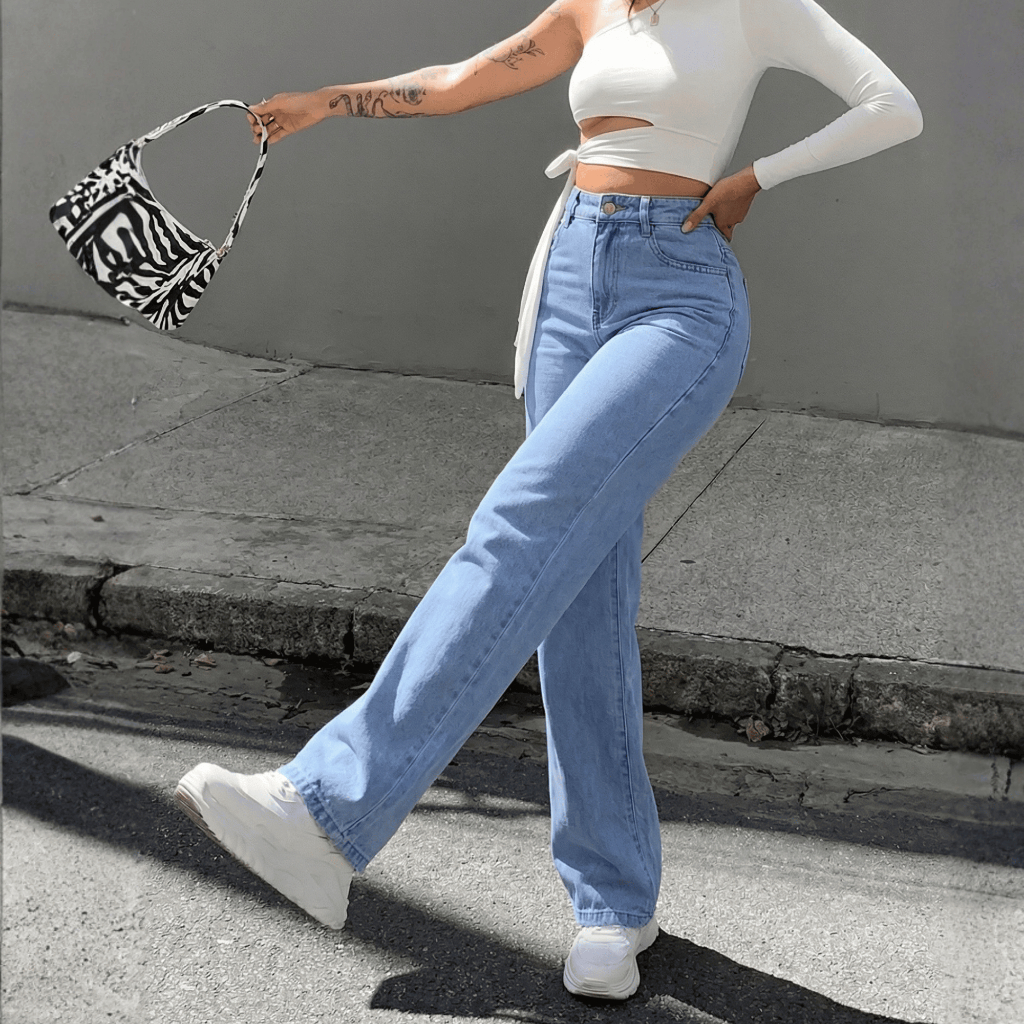 Calca Wide Leg Jeans Feminina Pantalona Barra Larga 36 ao 46 em Oferta na Shopee