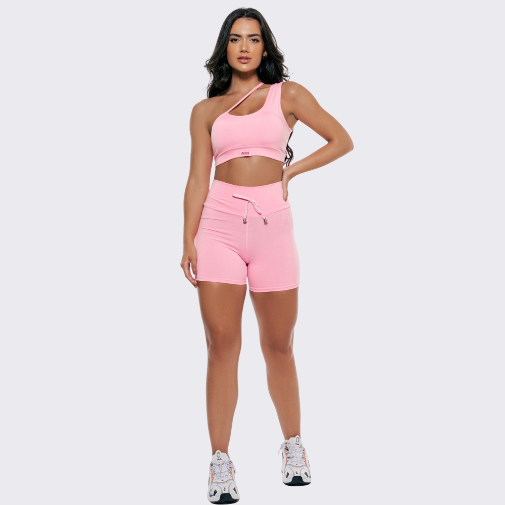 Conjunto Fitness Rosa Claro Rosa Academia Grace AQN SPORT