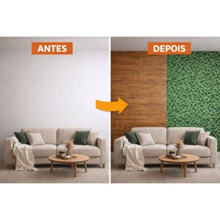 Papel De Parede Lavável Adesivo Folhagem e Estilo Madeira realista Folhas Verdes auto Colante Impermeavel em Oferta na Shopee
