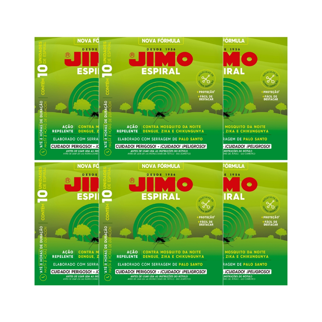 Repelente Espiral Jimo Mosquitos Insetos Voadores 8h 60un