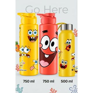 Garrafa Agua Squeeze ou Organizador Bob Esponja 750ml 500ml Infantil p Escola Viagem Treino BPA Free em Oferta na Shopee