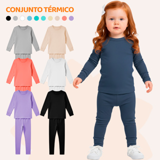 Kit 2 Conjuntos Térmicos Bebê Menina Quentinho Para Inverno Feminino De Frio Infantil Térmica Manga Longa e Calça em Oferta na Shopee