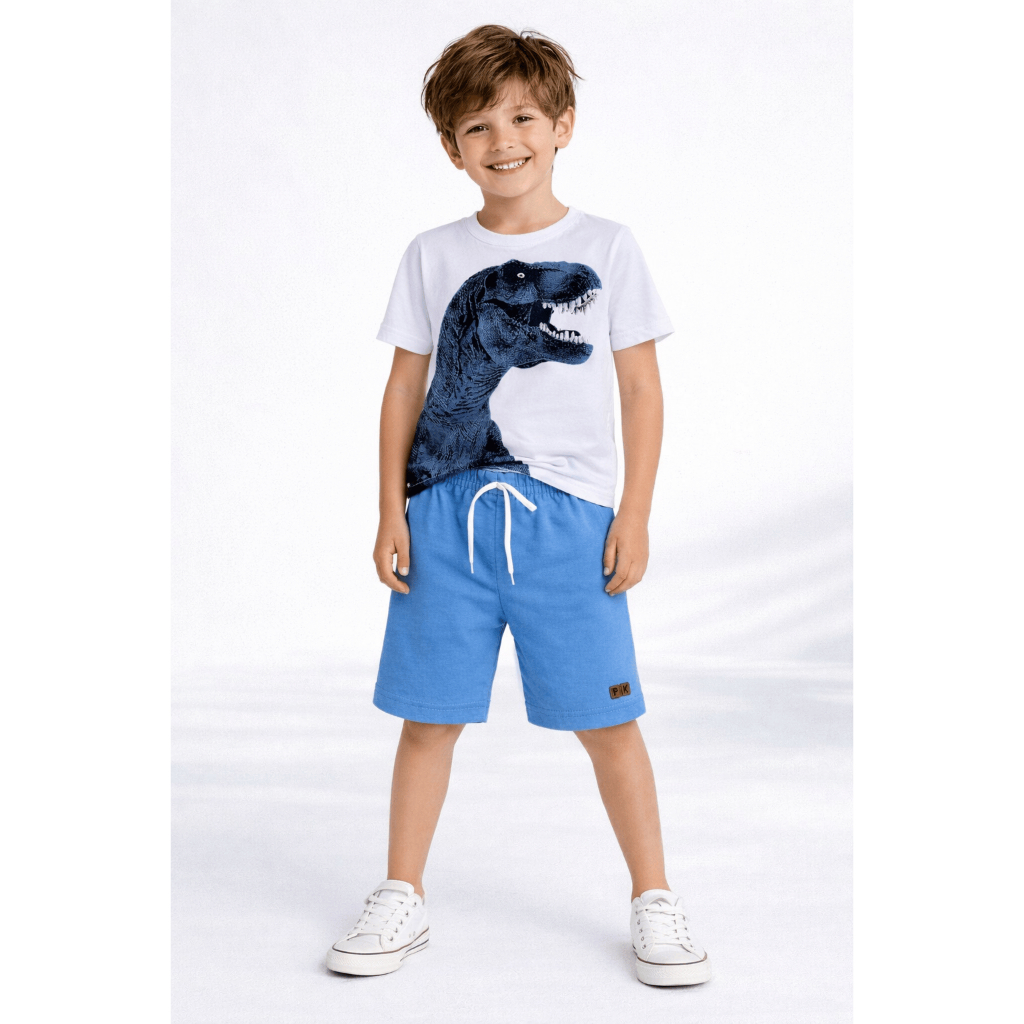 Conjunto Infantil Menino Tema Dinossauro Camiseta e Short