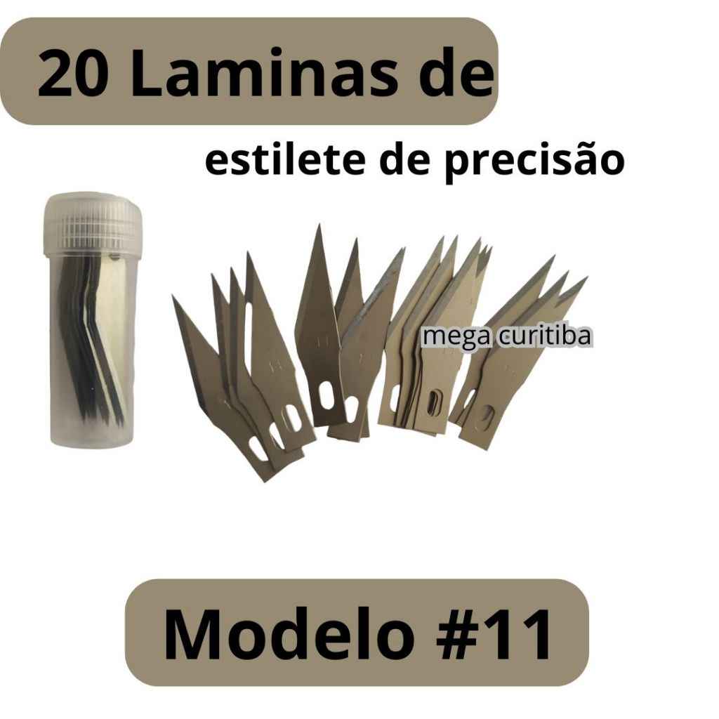 Kit 20 laminas de estilete de precisão tipo bisturi