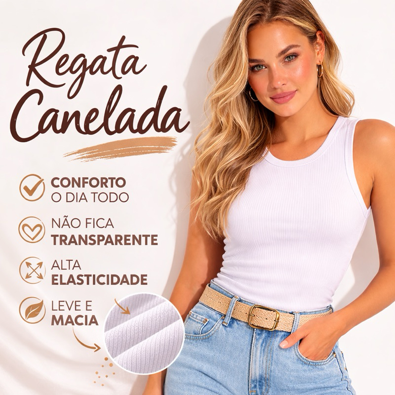 Regata Feminina Canelada Básica Tendência Blusa Femininas Camisa de Algodão Cores Variadas em Oferta na Shopee