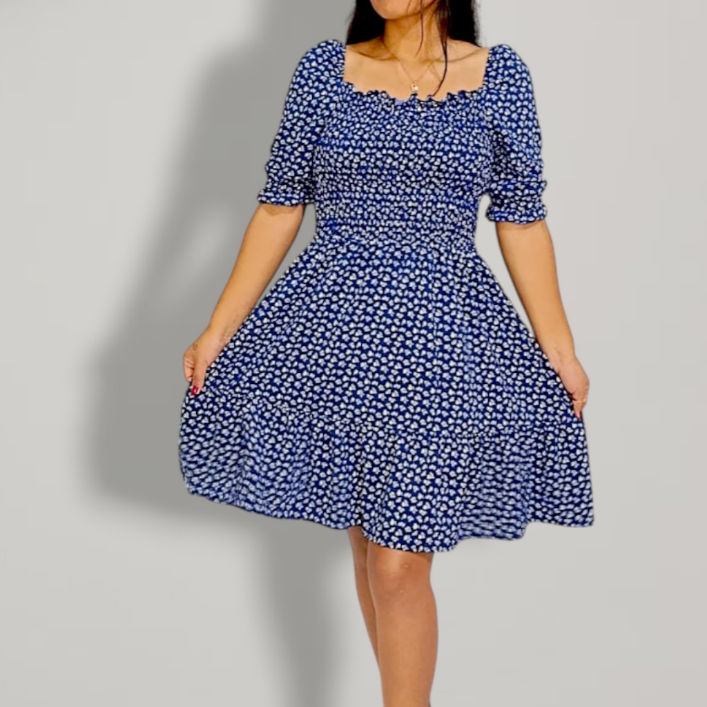 Vestido estampado com lastex floreado com manga princesa — imagem 2 de 2