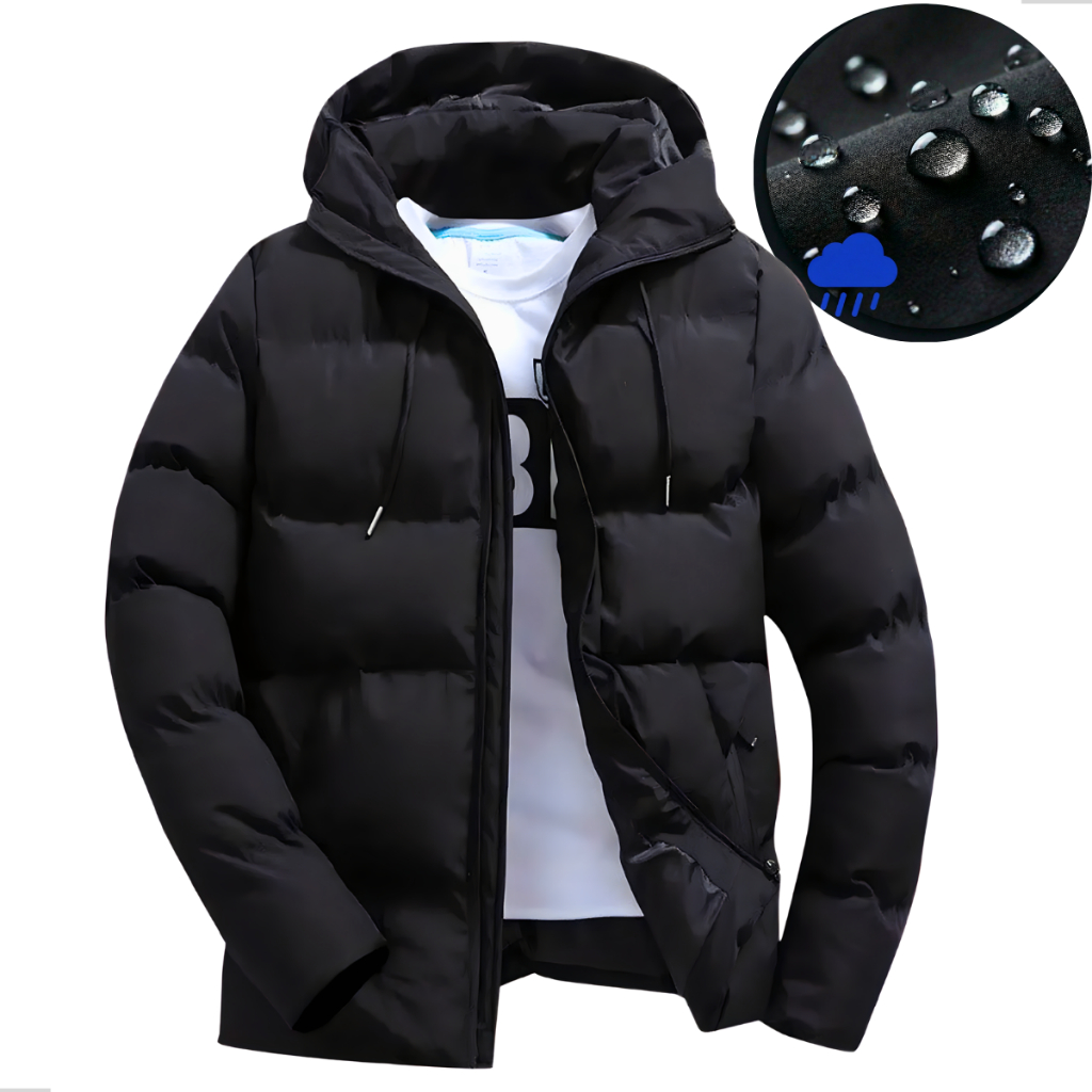 Bobojaco Jaqueta Masculina Gominho Puffer Forrada Inverno Blusa de Frio Reforçada Capuz Corta Vento