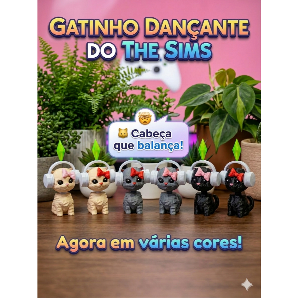Gato Dançando Meme Viral TikTok | Gato Bobblehead que Balança a Cabeça | Decoração Divertida