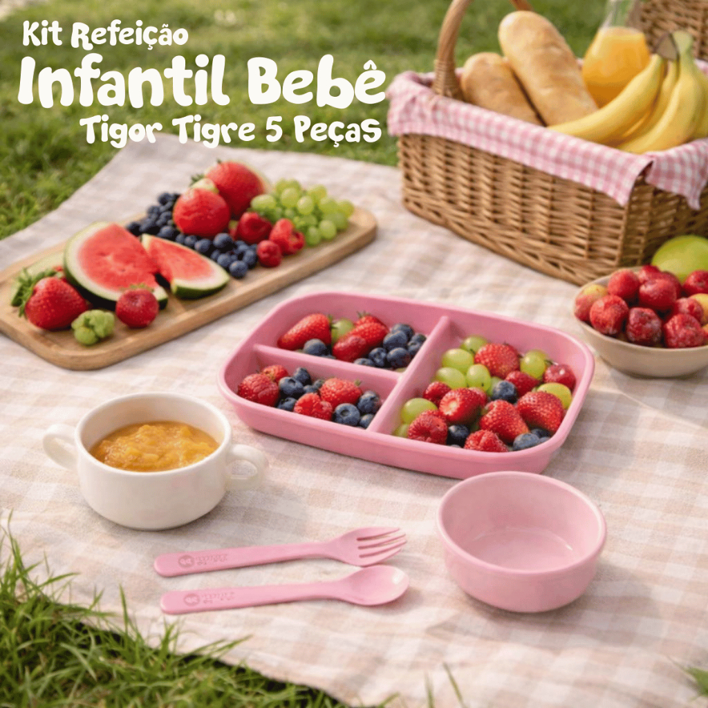 Kit Refeição Prato Lilica Ripilica Tigor T Tigre Menina Menino Conjunto 5 Peças Completo Resistente