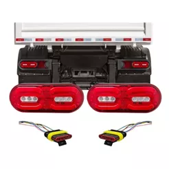 Kit Lanterna Traseira 12v LED Posição Freio Pisca Ré Para Caminhão Implementos Randon + Chicotes