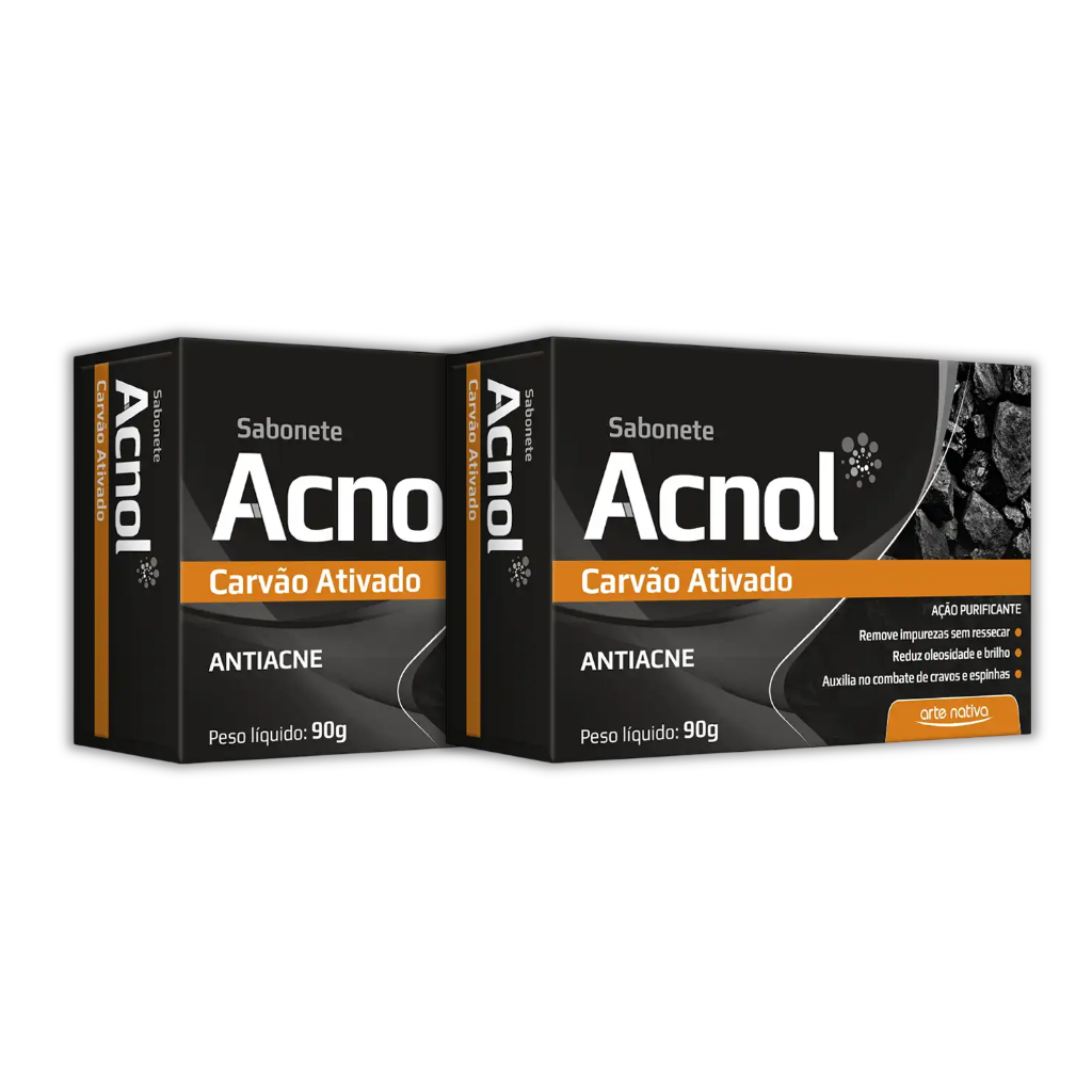 Kit Com 2 Sabonete Acnol Carvão Ativado Arte Nativa Com 90g Cada