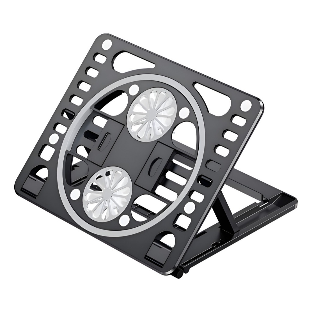 Suporte Para Notebook Com Cooler Duplo Refrigerador Ajustável Dobrável Portátil Antiderrapante