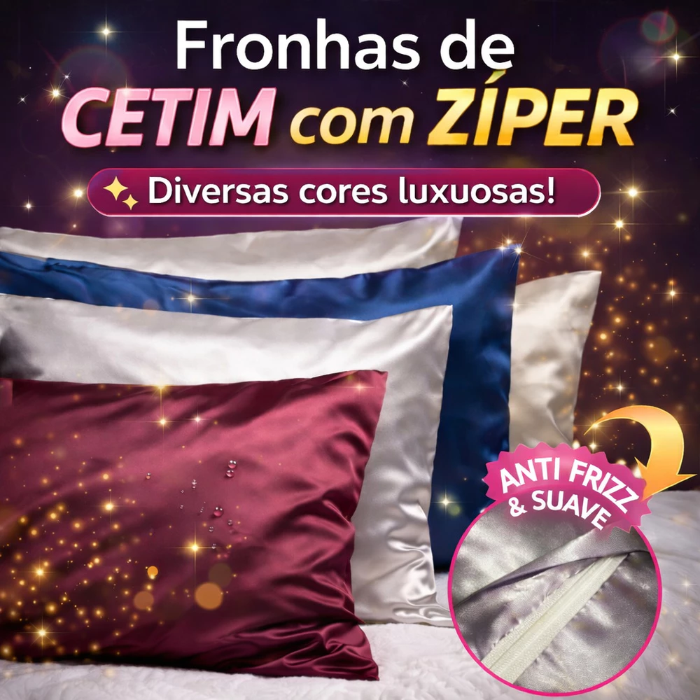 Fronhas de Cetim com Ziper - Capas para Travesseiro Anti Frizz com 02 Peças (PAR)