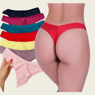 Kit 5 Calcinha Feminina Fio Duplo Microfibra Forro em Algodão Confortável Macio em Oferta na Shopee