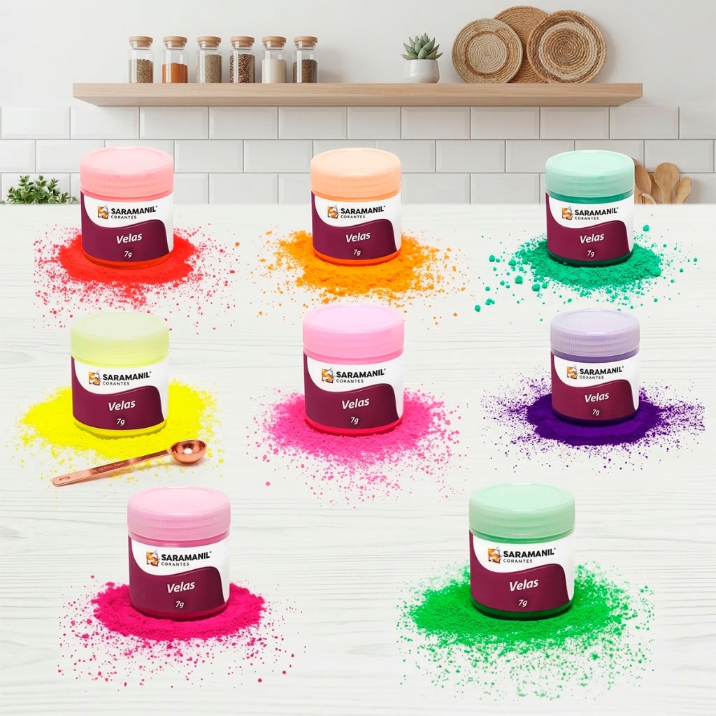 Kit 8 Corante em Pó Fluorescente para Velas 7g Saramanil  Anilina para Parafina Artesanal em Oferta na Shopee