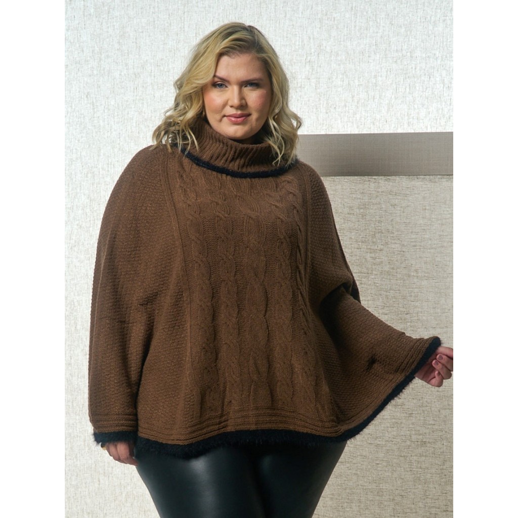 Blusa Tricot Poncho Mousse tam G/GG Feminina Giuliana Marques
