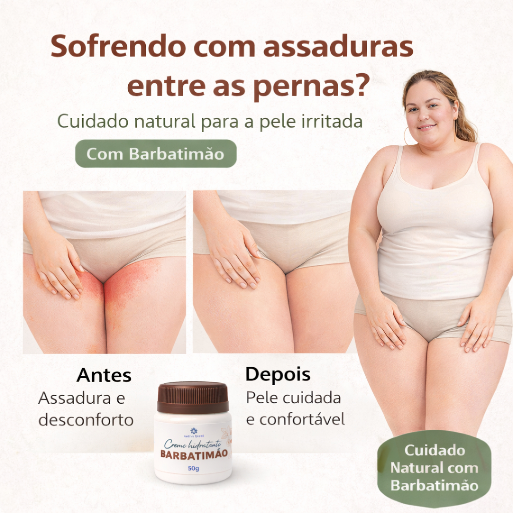 creme de barbatimão 50g natural para assaduras e atritos entre as pernas, dobras e regiões intimas