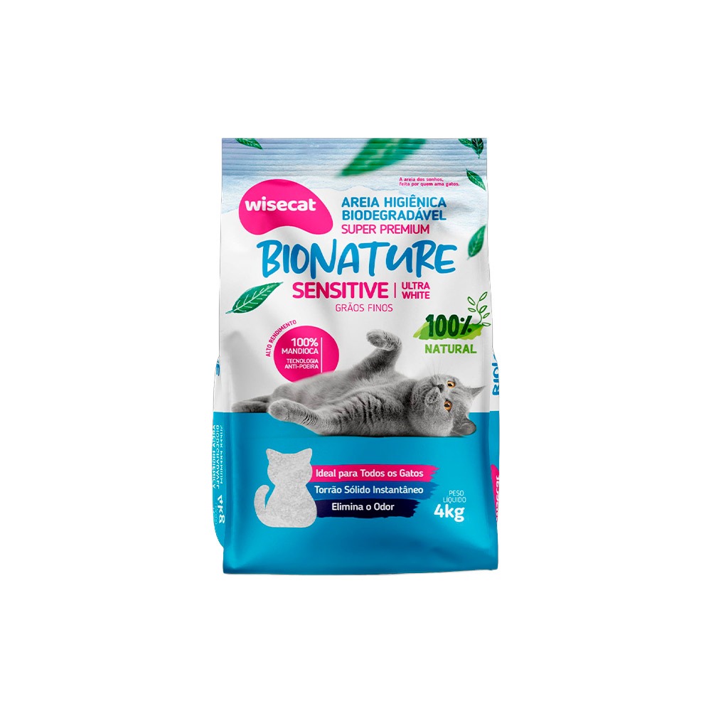 Areia Higiênica Wisecat Bionature Azul 4kg Super Premium em Oferta na Shopee
