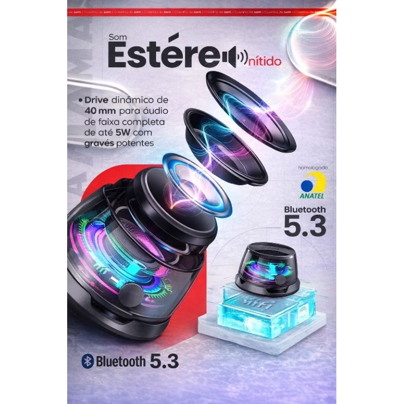 🔊 Mini Caixa De Som Amplificador Magnético🧲-Suporte Para Celular RGB - Caixa De Som portátil -  Mini Alto-falante De Som