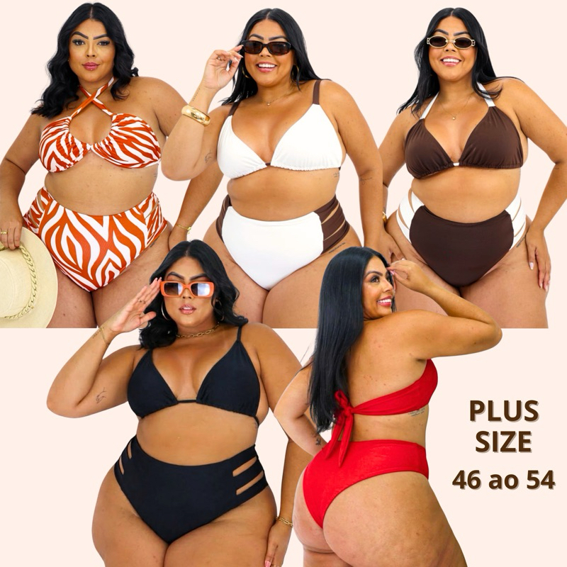 Biquini Plus Size Cortininha Hot Pants Calcinha Cintura Alta Gordinha Bikini Biquine Feminino Praia Piscina Preto Branco