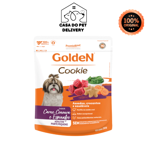 Biscoito Golden Cookie para Cães Adultos de Porte Pequeno Sabor Carne e Vegetais 350 g