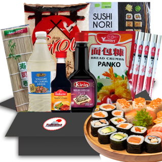 Kit Sushi Completo Alga Marinha Arroz Japonês Vinagre de Arroz Panko Shoyu Molho Tarê Esteira em Oferta na Shopee