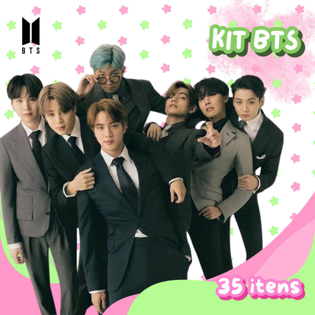 Kit Fã BTS - 35 Ítens Colecionáveis (Fanmade) Namjoon (RM), Jin, Yoongi (Suga), J-hope, Jimin, Taehyung (V), Jungkook