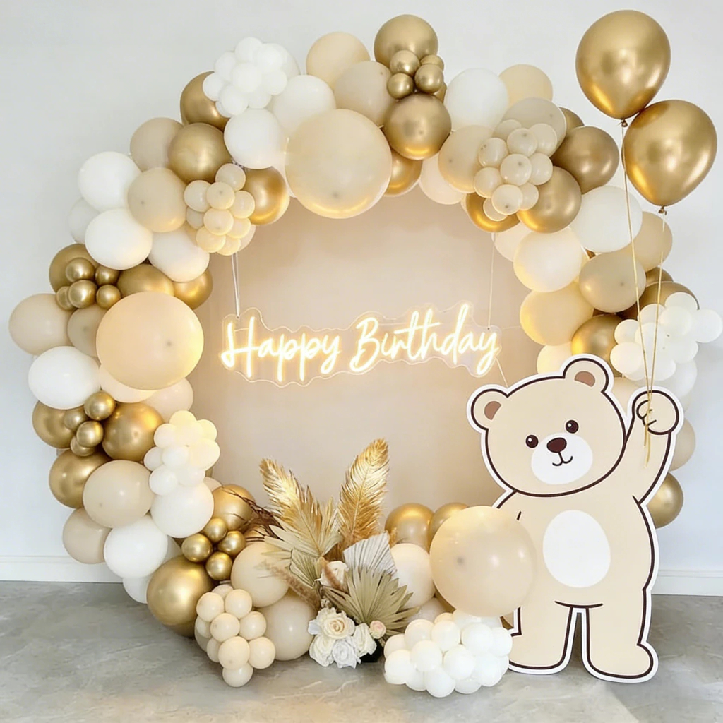 Kit com 185 Balões Dourado + Branco + Marrom Metálico para Festas e Aniversários em Oferta na Shopee