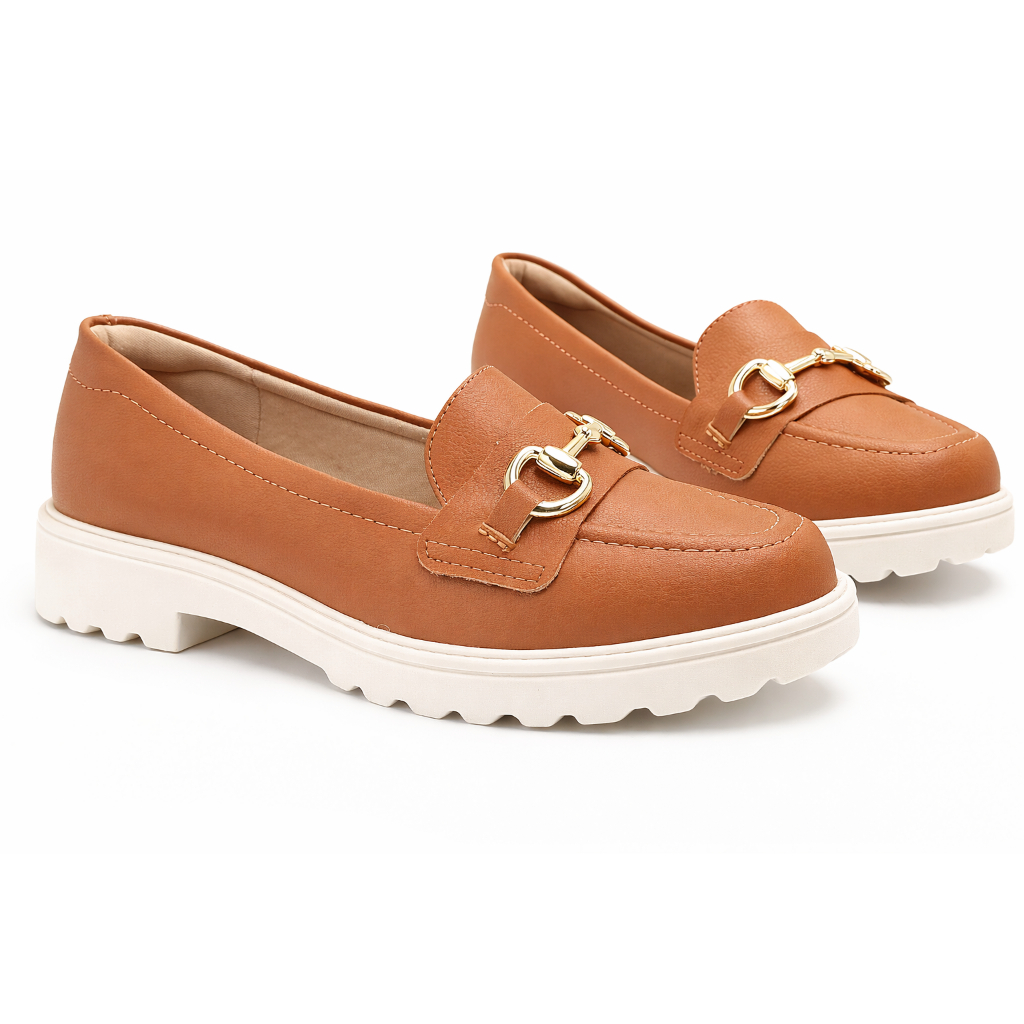 Sapato Feminino Mocassim Modare Tratorado Ortopedico Ultraconforto Casual Elegante Confortavel Com Metal Dourado