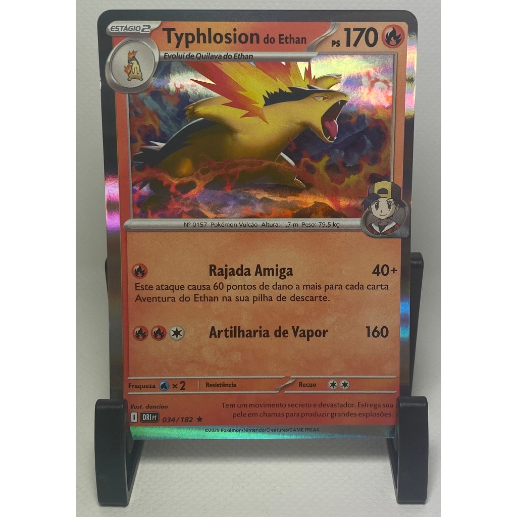 Carta Typhlosion do Ethan Foil 034/182 | Coleção Rivais Predestinados | Pokémon TCG | Pikachu