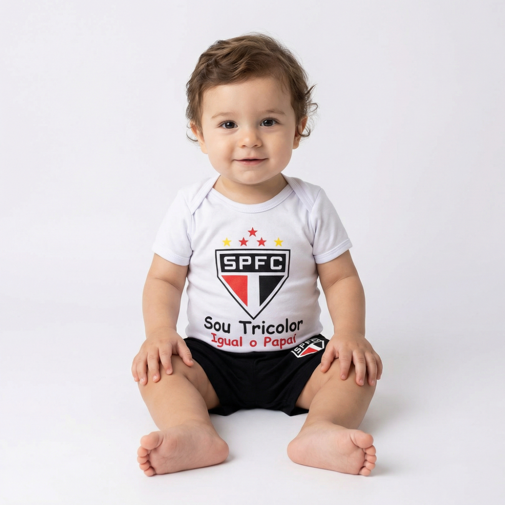 Body Infantil Menino São Paulo Tricolor Roupa de Bebê RN Mesversario Promoção em Oferta na Shopee