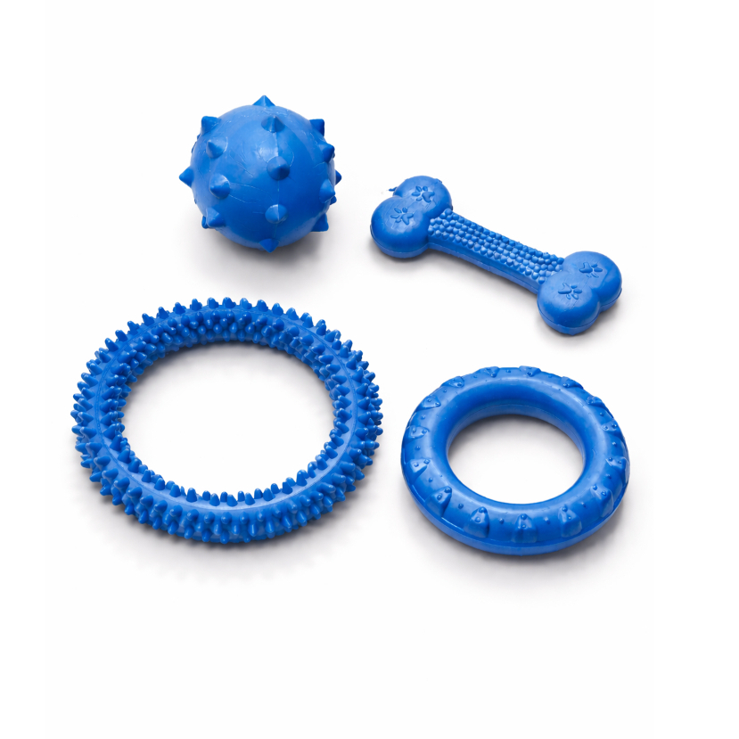 Kit Brinquedos para Cachorro Mordedor de Borracha Maciço Resistente Anêmona + Pneu + Bola e Osso em Oferta na Shopee