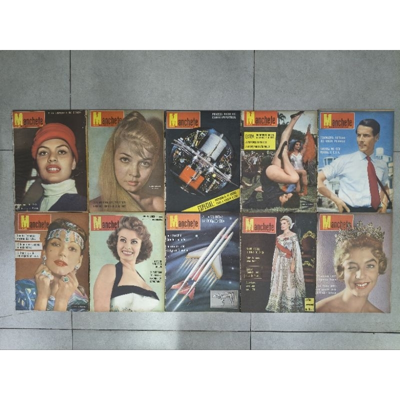 lote com 10 revista manchete 1957 usada anos Getúlio rio lua cruzeiro almanaque T1