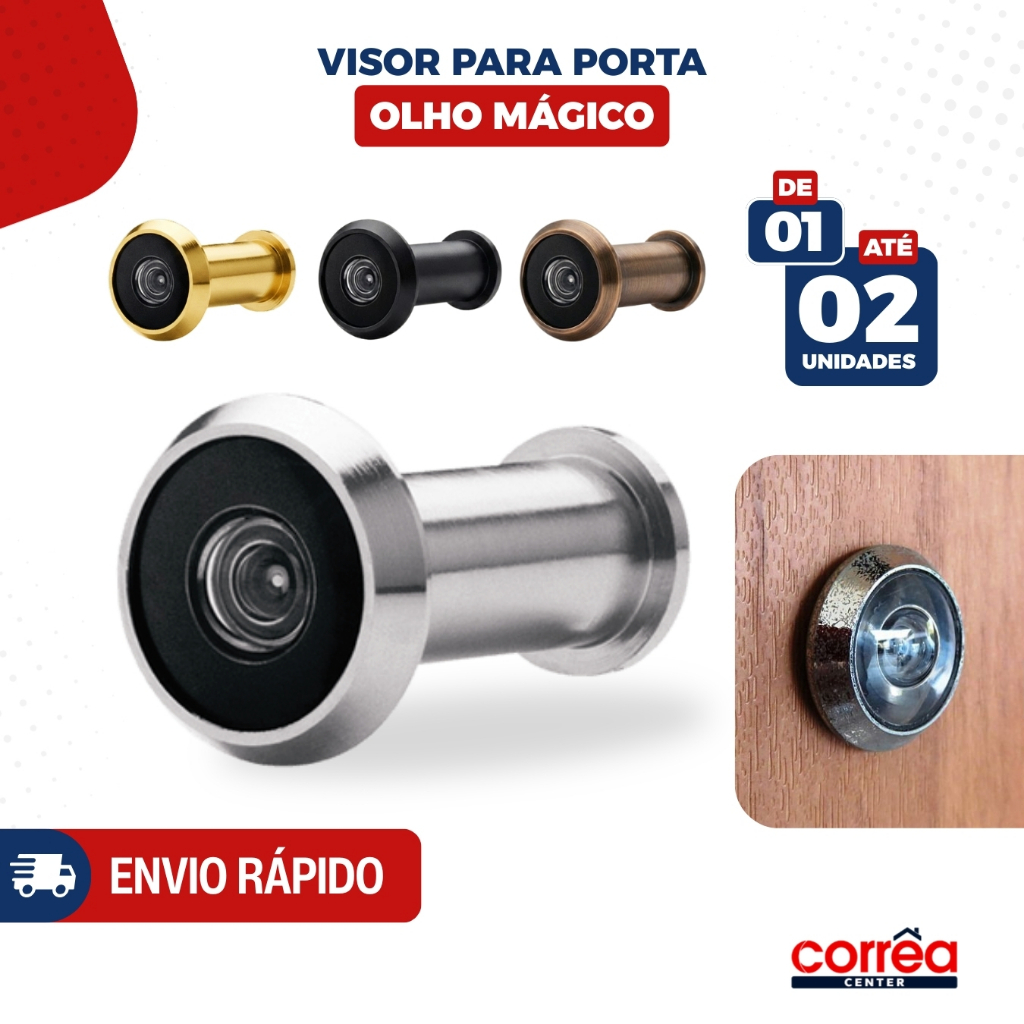 Olho Mágico para Porta e Portão 180° – Visor de Segurança – Preto, Cromado, Dourado ou Bronze – 1 ou 2 Unidades em Oferta na Shopee