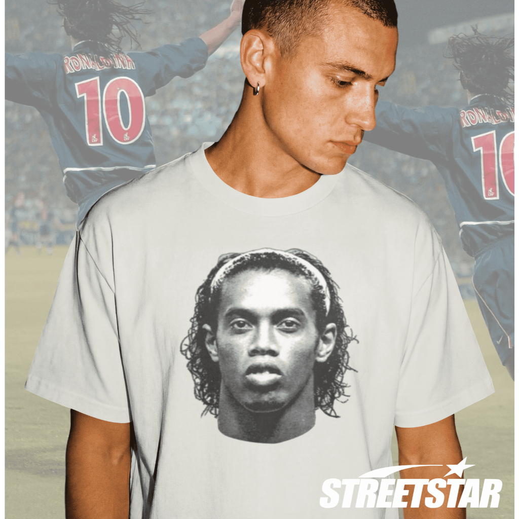Camiseta Adulto/Infantil Unissex Streetwear Ronaldinho Gaúcho R10 Brazil Core Vintage Estética Jogador P ao G1
