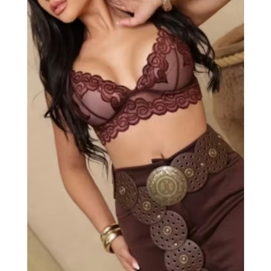 Cropped Renda Feminino Delicado  Lingerie Top de Renda Alça Fina Confortável em Oferta na Shopee