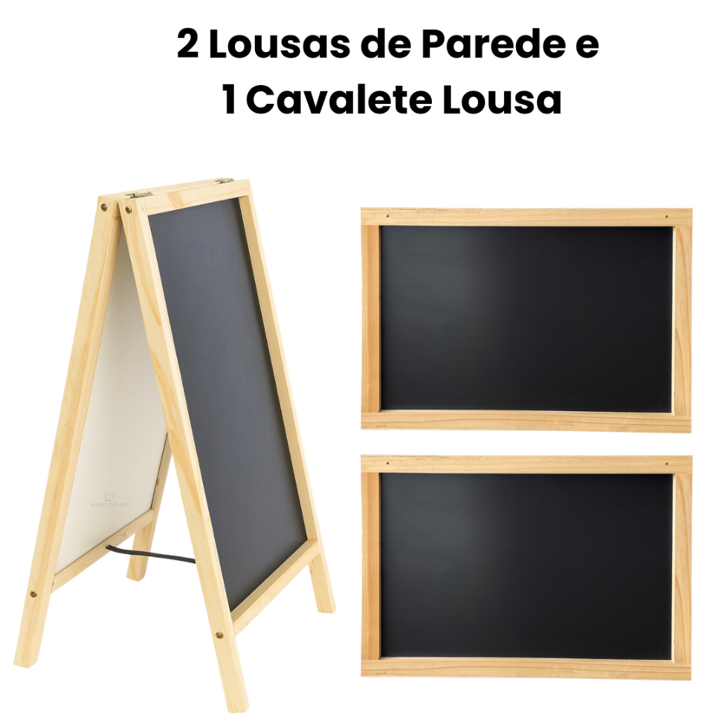 Kit 01 Lousa Cavalete e 02 Lousas Quadro Parede