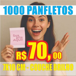 1000 MINI PANFLETOS, FLYER, COUCHE BRILHO em Oferta na Shopee