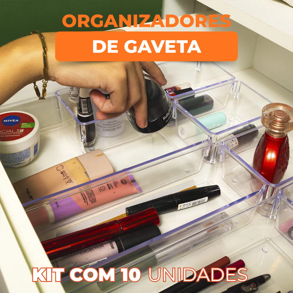 Conjunto 10 Organizadores de Acrílico Modular para Maquiagem Geladeira Gavetas Armário em Oferta na Shopee